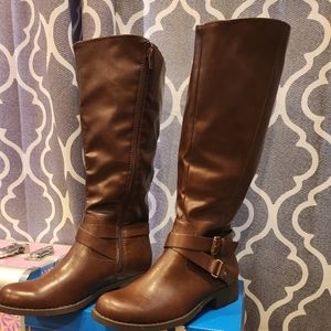 Style & Co. Womens Marliee Wide Calf Faux Leather Motorcycle Boots WIDE CALF